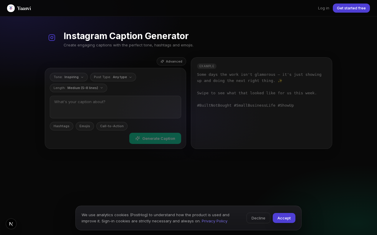 Instagram Caption screenshot